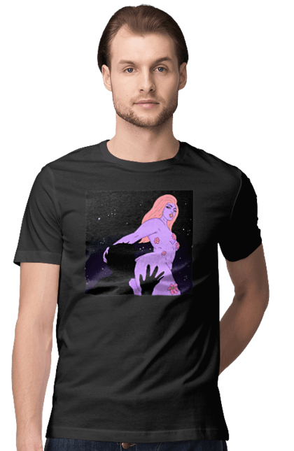 Футболка чоловіча з принтом "Фіолетова Дівчина". Дівчина, тіло. 2070702