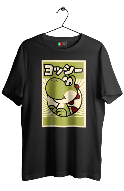 Men's t-shirt with prints Mario Yoshi. Character, dinosaur, games, mario, nintendo, super mario world, yoshi. 2070702