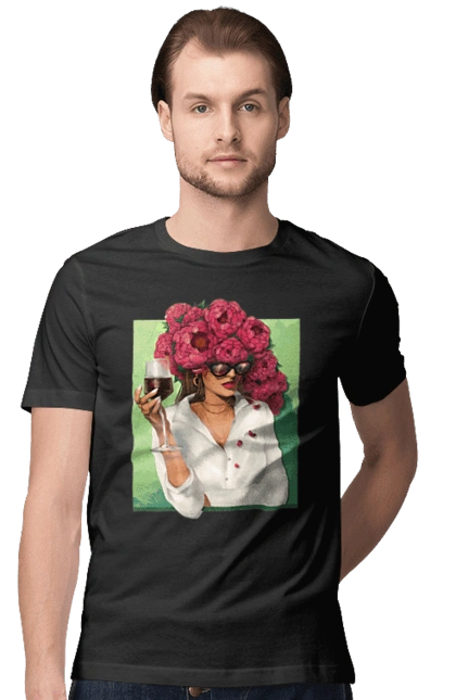 Дівчина з півоніями та келихом