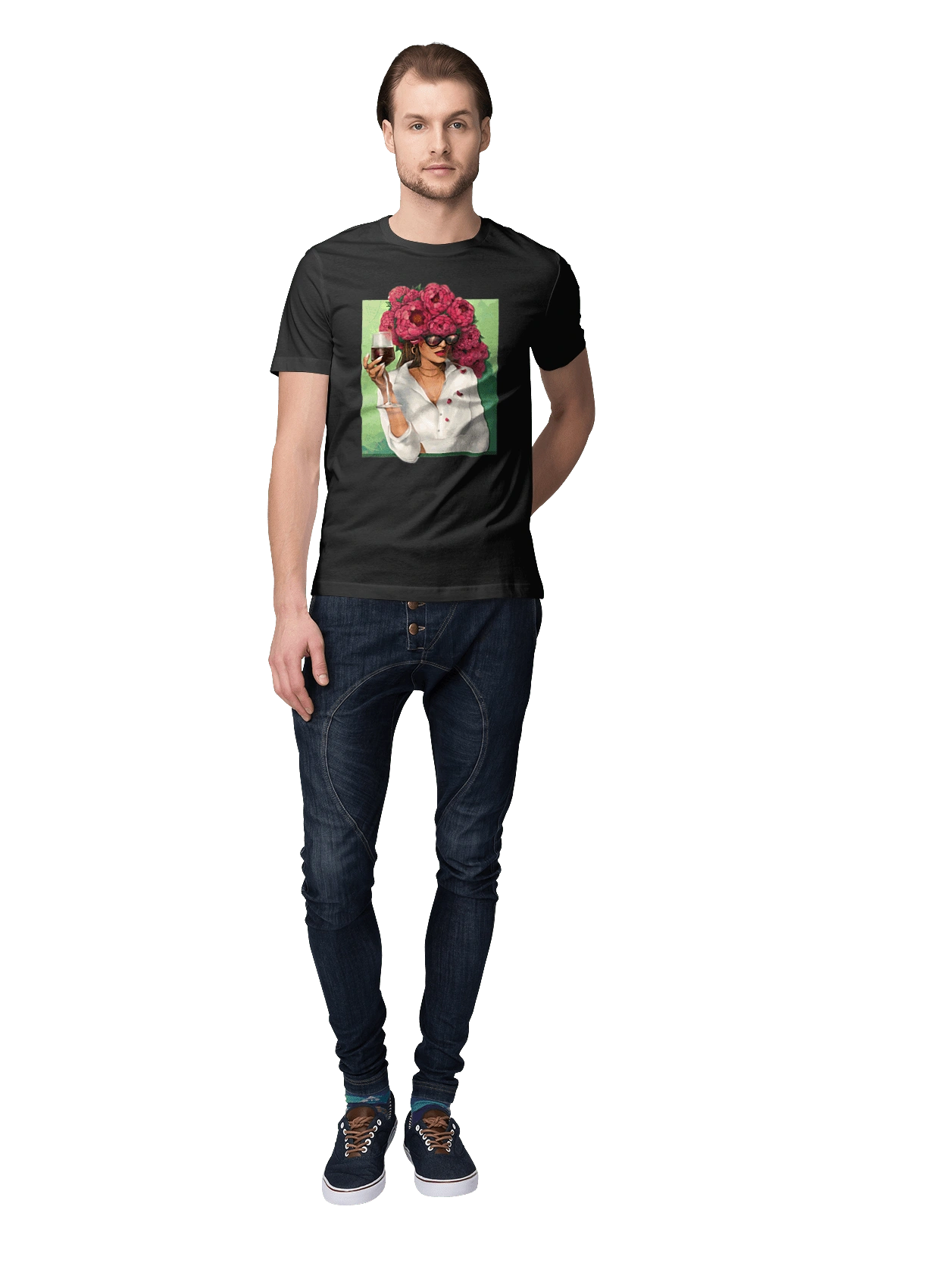 Дівчина з півоніями та келихом