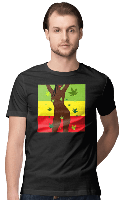 Футболка чоловіча з принтом "Гола Дівчина І Конопля". Гола, конопля, курити, сиськи. 2070702