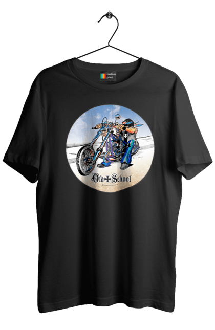 Футболка чоловіча з принтом "Old school". Авто мото, виконавці, мотоцикл, музична група, рок група, старе загартування. 2070702