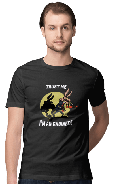 Футболка чоловіча з принтом "Довірся мені, я інженер". It, вибух, гумор, інженер, тварини. futbolka.stylus.ua
