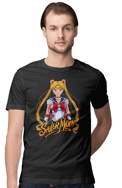 Футболка чоловіча з принтом "Сейлор Мун". Sailor moon, usagi tsukino, аніме, драма, махо-сьодзьо, сейлор мун, серіал, усагі цукіно. 2070702