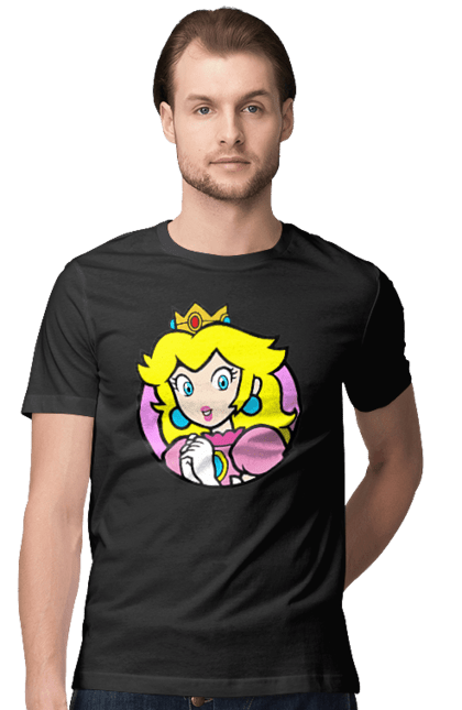 Men's t-shirt with prints Mario Bros. Princess Peach. Character, game, mario, mario bros, nintendo, princess peach, super mario bros. 2070702