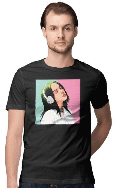 Футболка чоловіча з принтом "Billie Eilish". Активістка, біллі айліш, мизукант, права, співачка, тварини. 2070702