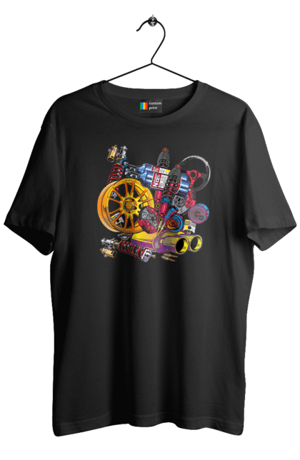 Футболка чоловіча з принтом "Автозапчастини". Автозапчастини, гонка, драгрейсинг, драйв, машина, стрітрейсинг. 2070702