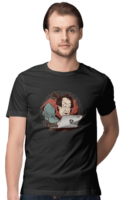 Футболка чоловіча з принтом "Ніндзя програміст". Angular, c, css, html, it, javascript, jquery, php, python, react, svelt, vue, айтишник, айті, гумор, код, кодувати, прогер, програміст, програмісти, ти ж, ти ж програміст, тиж програміст. 2070702