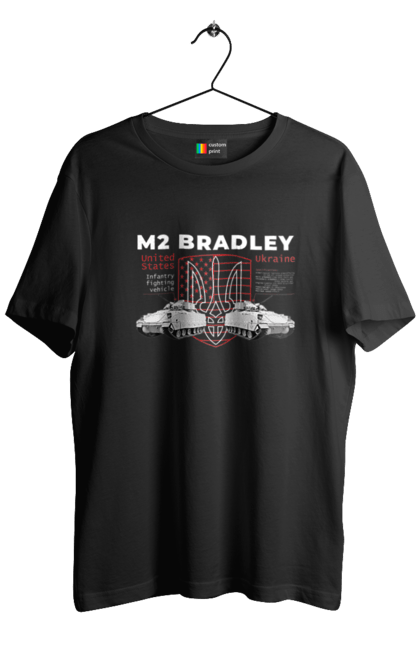 Футболка чоловіча з принтом "M2 Bradley". F16, m2 bradley, nasams, zuzana, гаубиця, два герби, залужний, сюзанна. 2070702