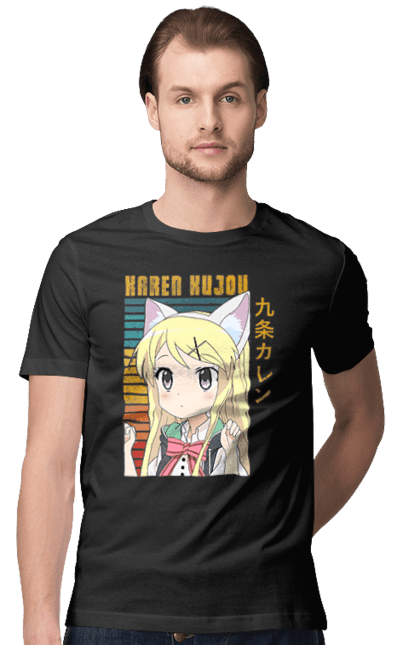 Men's t-shirt with prints Kiniro Mosaic Karen Kujo. Anime, gold mosaic, karen, karen kujo, kiniro mosaic, kinmoza, manga. 2070702