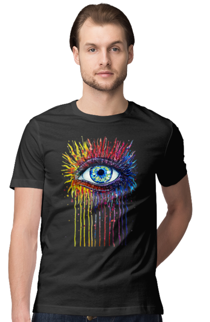Футболка чоловіча з принтом "Барвисто Тече Око". Очей, фарби. 2070702