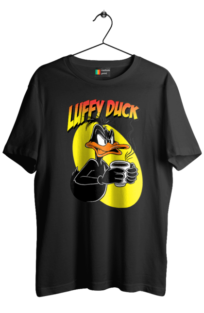 Men's t-shirt with prints Daffy Duck. Cartoon, character, daffy duck, duck, looney tunes, merrie melodies, warner brothers. 2070702