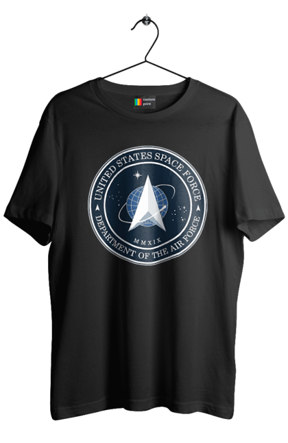 Men's t-shirt with prints United States Space Force. Emblem, political, politics, space, space force, space travel, united states, ussf. 2070702