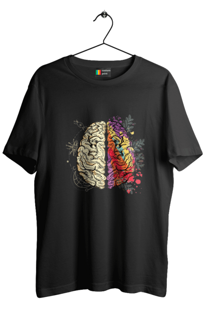 Футболка чоловіча з принтом "Творчість та логіка". Бінарний, біткоїн, біткойн, валюта, гроші, крипто, наука, програміст, программист, творчество, техно, хакер, художник, цветной. 2070702