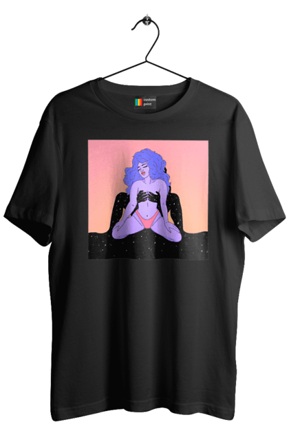 Футболка чоловіча з принтом "Фіолетова Дівчина В Трусиках". Інопланетянка, у трусах. 2070702