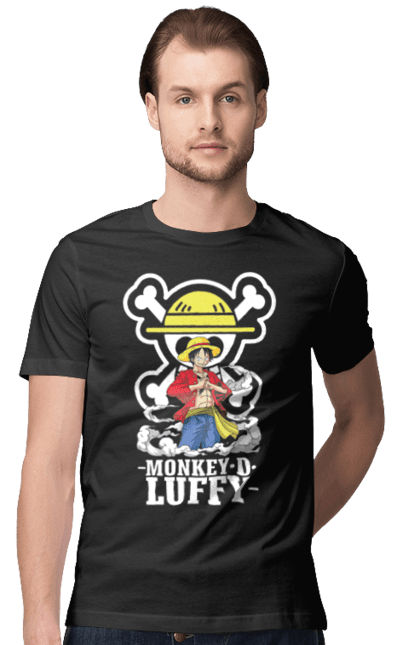 Men's t-shirt with prints One Piece Luffy. Anime, luffy, manga, monkey de luffy, one piece, pirates. 2070702