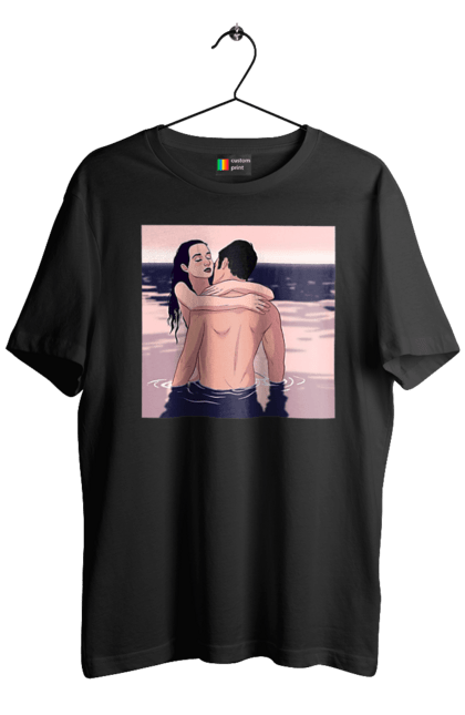 Футболка чоловіча з принтом "Парочка Обнімається В Річці". Голо, кохання, пара. 2070702