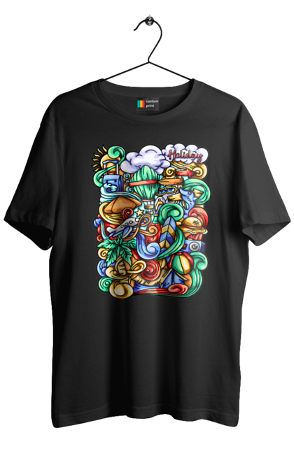 Футболка чоловіча з принтом "Канікули відпочинок арт". Відпочинок, канікули, літо, море, пляж, подорож. 2070702