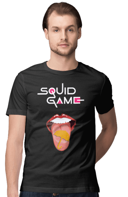 Men's t-shirt with prints Squid Game. Dalgona, netflix, squid game, sugar honeycombs, tv series. 2070702