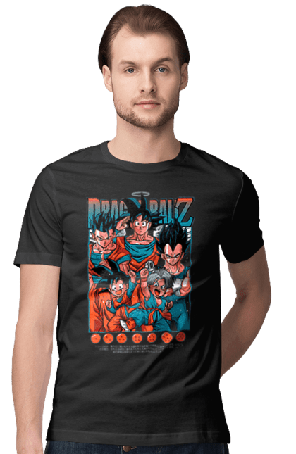 Футболка мужская с принтом Жемчуг дракона. Anime, dragon ball, goku, manga, vegeta, аниме, вегета, гоку, жемчуг дракона, манга. 2070702