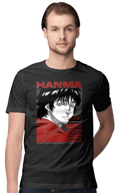 Футболка чоловіча з принтом "Боєць Баки". Anime, hanma baki, manga, аніме, боєць баки, бойові мистецтва, манга, серіал. 2070702