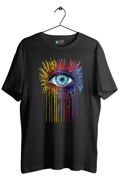 Футболка чоловіча з принтом "Барвисто Тече Око". Очей, фарби. 2070702