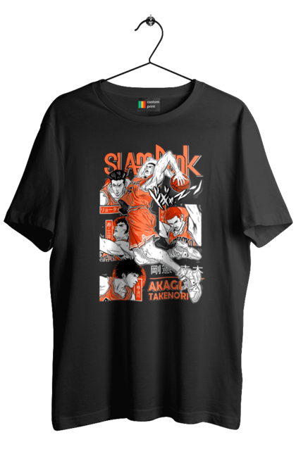 Men's t-shirt with prints Slam Dunk Takenori Akagi. Anime, basketball, comedy, manga, school, shonen, slam dunk, sports anime, takenori akagi. 2070702