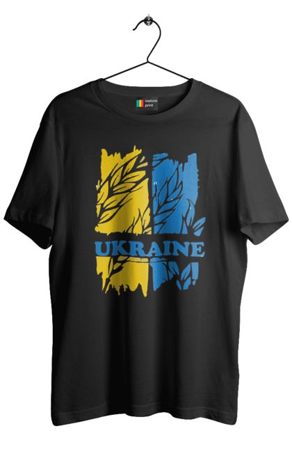 Футболка чоловіча з принтом "Україна колоски пшениці". Колоски пшениці, символ україни, україна, україна колоски пшениці, українська символіка. 2070702