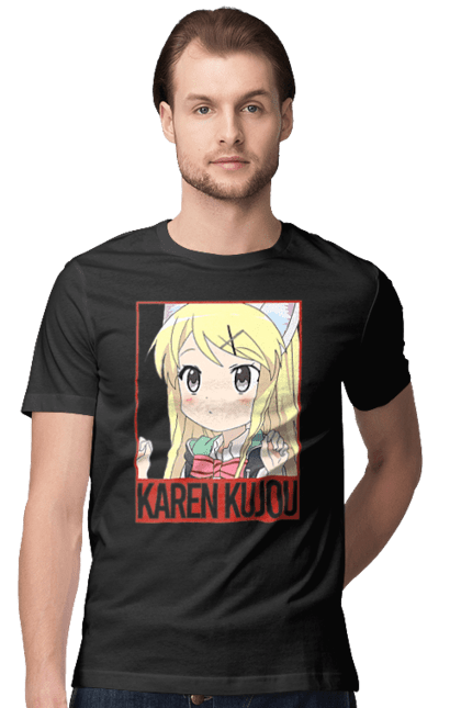 Men's t-shirt with prints Kiniro Mosaic Karen Kujo. Anime, gold mosaic, karen, karen kujo, kiniro mosaic, kinmoza, manga. 2070702