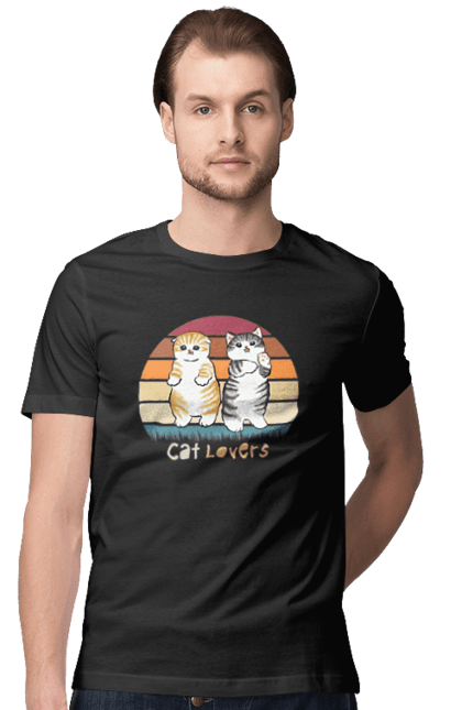 Men's t-shirt with prints Cat Lovers. Animal, animal lover, cat, cat lover, cat lover gift, cat lovers, cats, cute, kitten. 2070702