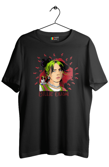 Футболка чоловіча з принтом "Біллі Айліш". Біллі айліш, логотип біллі айліш, принт біллі айліш, співачка біллі айліш. 2070702