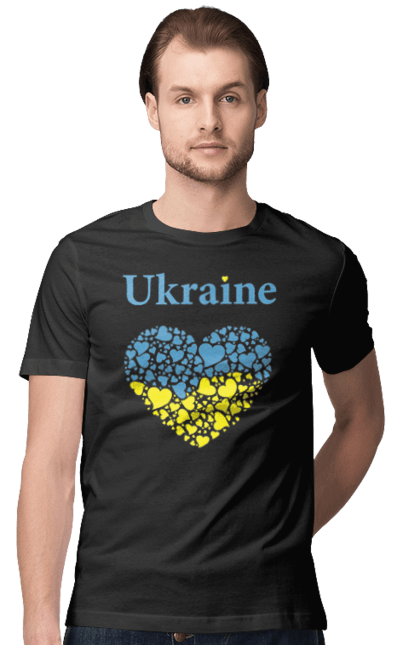 Футболка чоловіча з принтом "Ukraine Heart". Прапор, серце, україна. 2070702