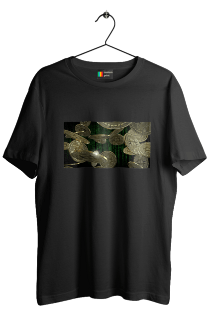 Футболка чоловіча з принтом "Біткойн". Багатство, біткойн, валюта, гроші, криптовалюта, курс, майнінг, матриця, монета, розкіш, цифровий світ. 2070702