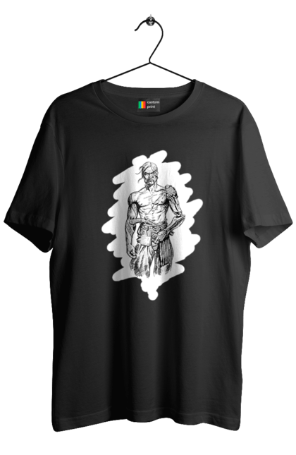 Футболка чоловіча з принтом "Кіборги україни". Вуса, зброя, кіборг, козак, патріот, пістолет, українець, чуб. 2070702