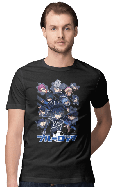 Men's t-shirt with prints Blue Lock. Anime, blue lock, blue prison, manga, sport, sports anime. 2070702