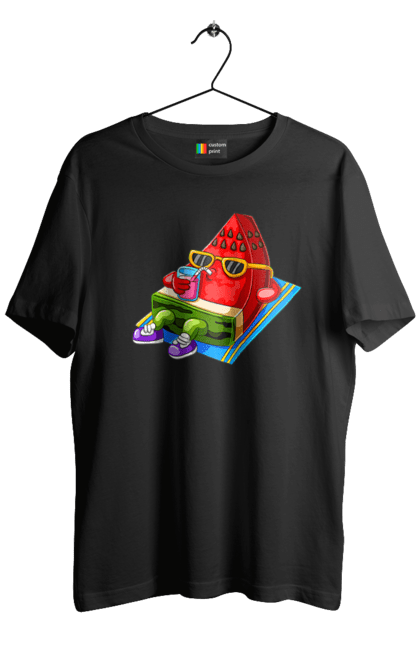 Футболка чоловіча з принтом "Кавун П'є Коктейль". Кавун, коктейль, літо. 2070702