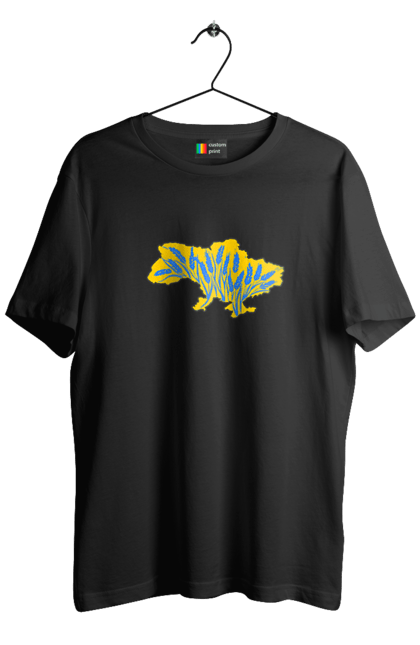 Футболка чоловіча з принтом "Україна". Зерно, мапа, патріотичне зображення, пщениця, україна, українська тематика. 2070702