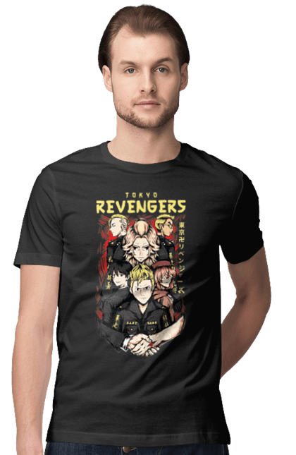 Men's t-shirt with prints Tokyo Avengers. Action movie, anime, fantasy, game, manga, takemichi, thriller, tokyo avengers, tokyo revengers, tv series. 2070702