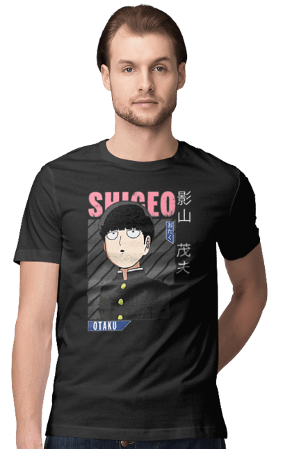 Футболка чоловіча з принтом "Mob Psycho 100". Anime, manga, mob psycho 100, shigeo kageyama, аніме, манга, моб, моб-вар ят 100, сігео кагеяма, шіґео каґеяма. 2070702