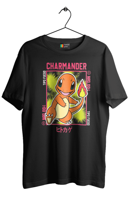 Men's t-shirt with prints Pokemon Charmander. Anime, charmander, games, nintendo, pokemon, pokemon go. 2070702