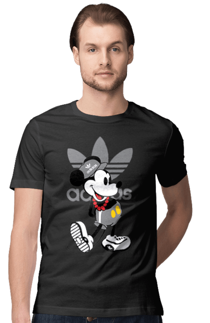 Футболка чоловіча з принтом "Adidas Міккі Маус". Adidas, mickey mouse, адідас, дісней, міккі, міккі маус, мультфільм. 2070702