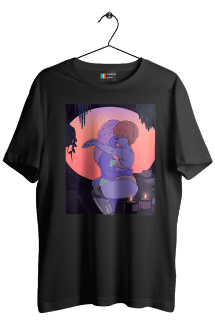 Футболка чоловіча з принтом "Фіолетові Дівчата Обіймаються". Захід, обійми. 2070702