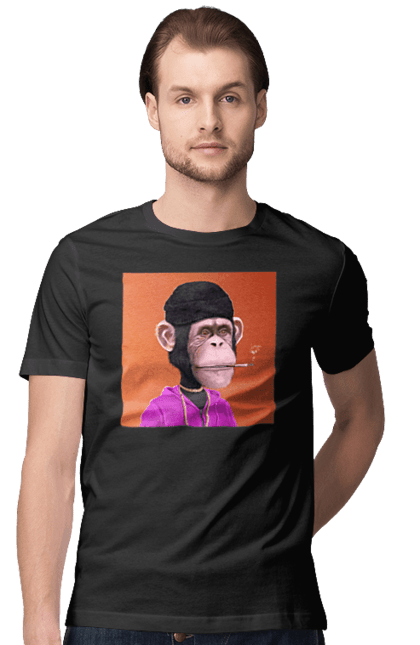 Футболка чоловіча з принтом "Мавпочка 1". Nft, персонаж, принти, ручне малювання, футболки. CustomPrint.market