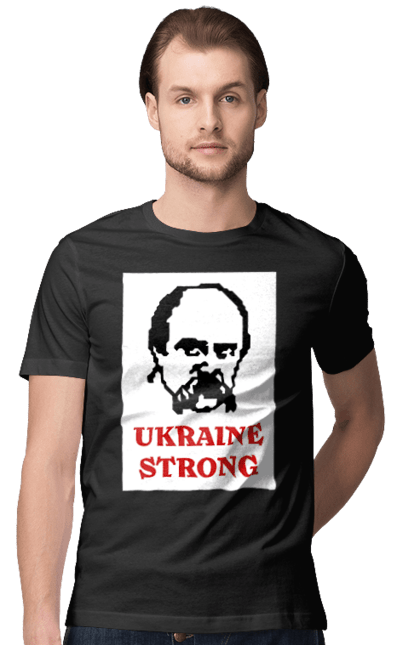 Футболка чоловіча з принтом "Тарас Шевченко". Бавовна, бавовнятко, війна, герб, доброго вечора, зсу, прапор україни, русский военный корабль, тарас шевченко, україна. 2070702
