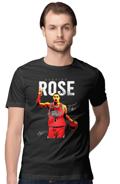 Футболка чоловіча з принтом "Деррік розе". Баскетбол, деррік розе, нба. CustomPrint.market