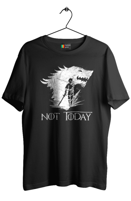 Men's t-shirt with prints Game of Thrones Arya. Arya, game, got, not today, stark, starks, thrones, tv show, wolf, wolves. 2070702