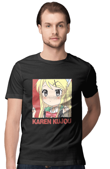 Men's t-shirt with prints Kiniro Mosaic Karen Kujo. Anime, gold mosaic, karen, karen kujo, kiniro mosaic, kinmoza, manga. 2070702