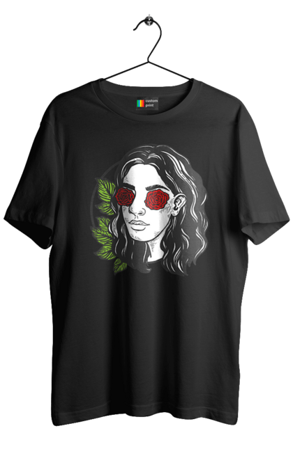 Футболка чоловіча з принтом "Дівчина З Трояндами На Очах". Дівчина, троянда. 2070702