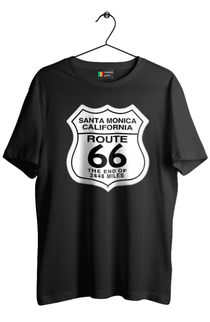 Men`s t-shirt with prints Route 66. Bike, biker, biker club, bikers club, brother, brutal, dude, hot asphalt, hot horse, hot rod, motorcycle, motorcyclist, real man, road 50, road 66, road 80, roads of america, roads of ukraine, roads we choose, speed, take, thirst for speed. 2070702