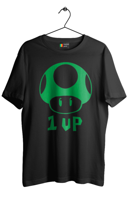 Men's t-shirt with prints 1UP Mario. Character, game, mario, mario bros, nintendo. 2070702